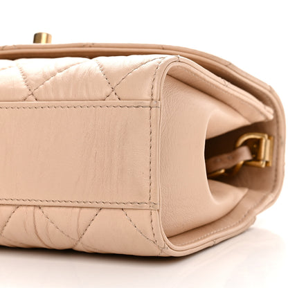 Chanel Crumpled Lambskin Quilted Mini CC Links Top Handle Flap Beige 10 of 10