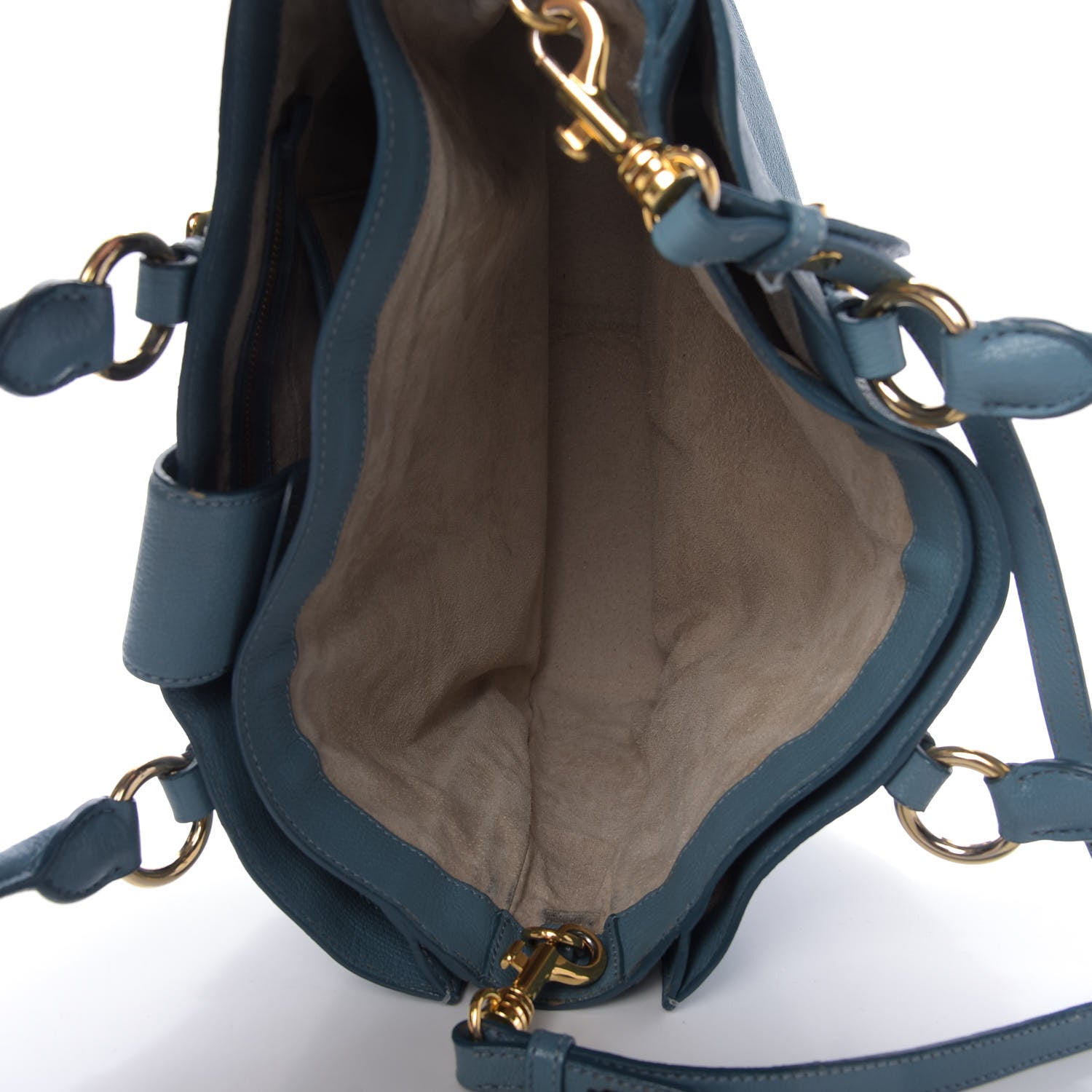 Miu Miu Goatskin Madras Shopping Tote Azzurro 6 of 12