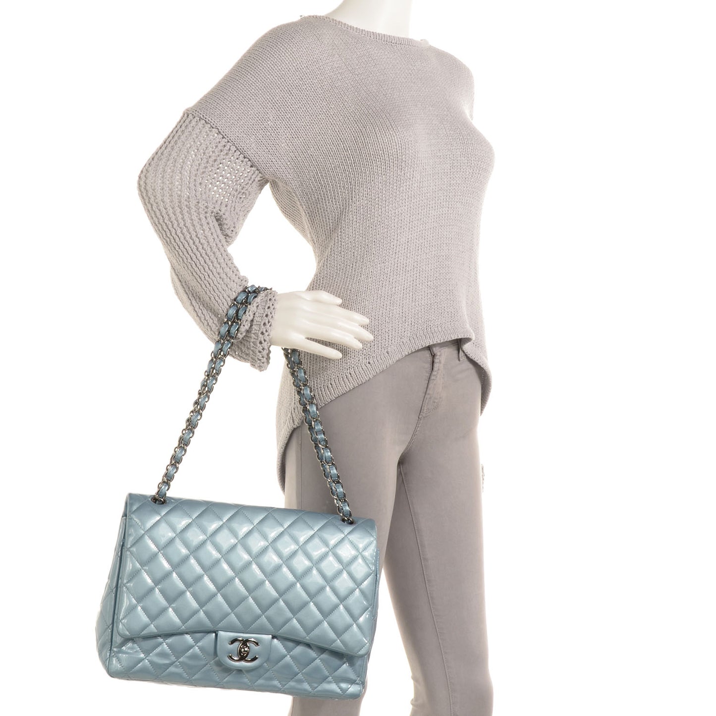Patent Maxi Double Flap Light Blue