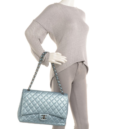 Chanel Patent Maxi Double Flap Light Blue 2 of 8