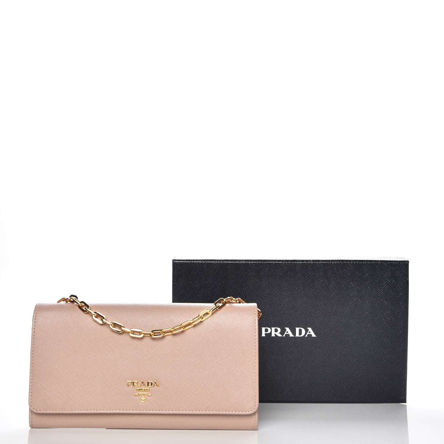 Prada Saffiano Metal Large Chain Wallet Cammeo 8 of 8