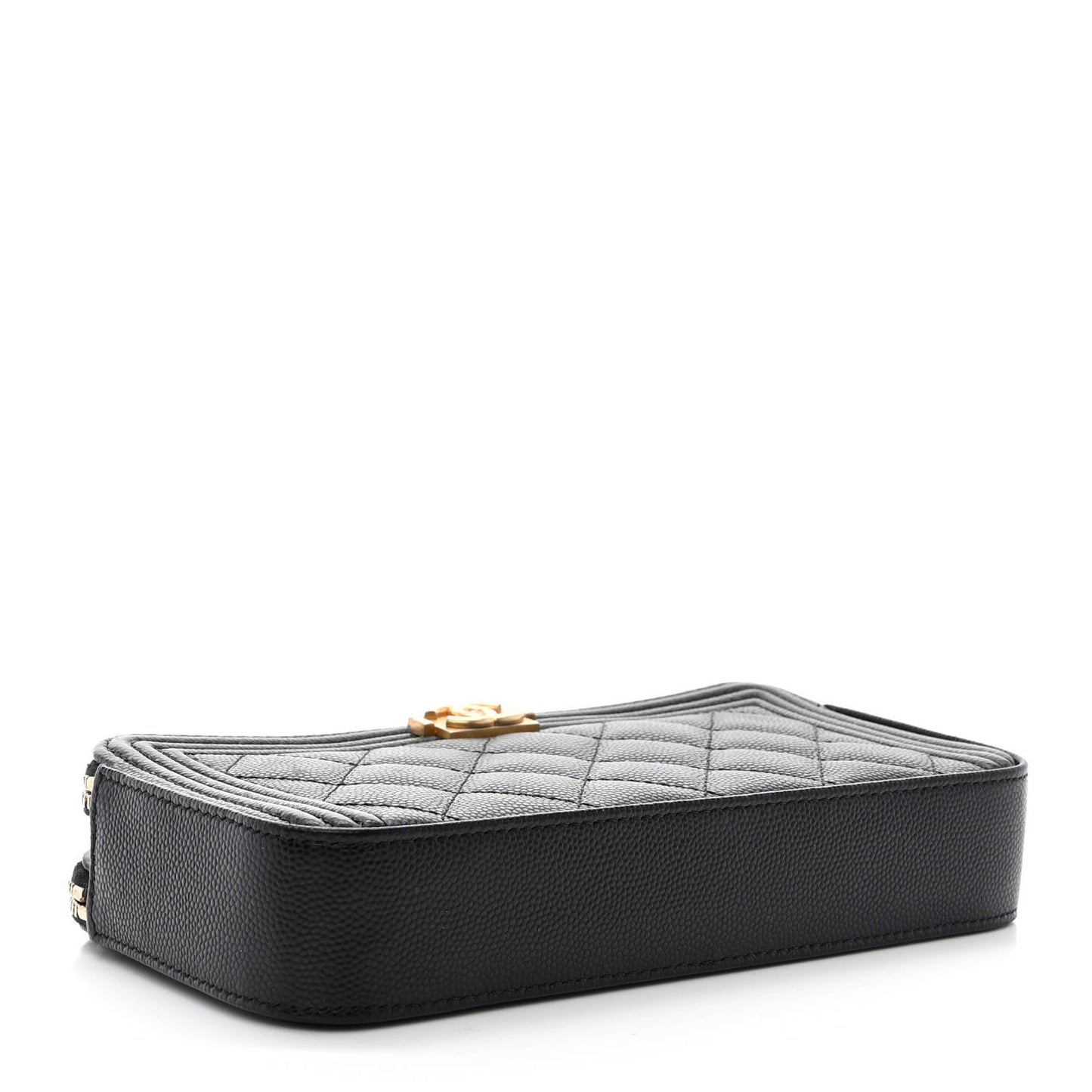 Caviar Quilted Small Boy Clutch With Chain Black