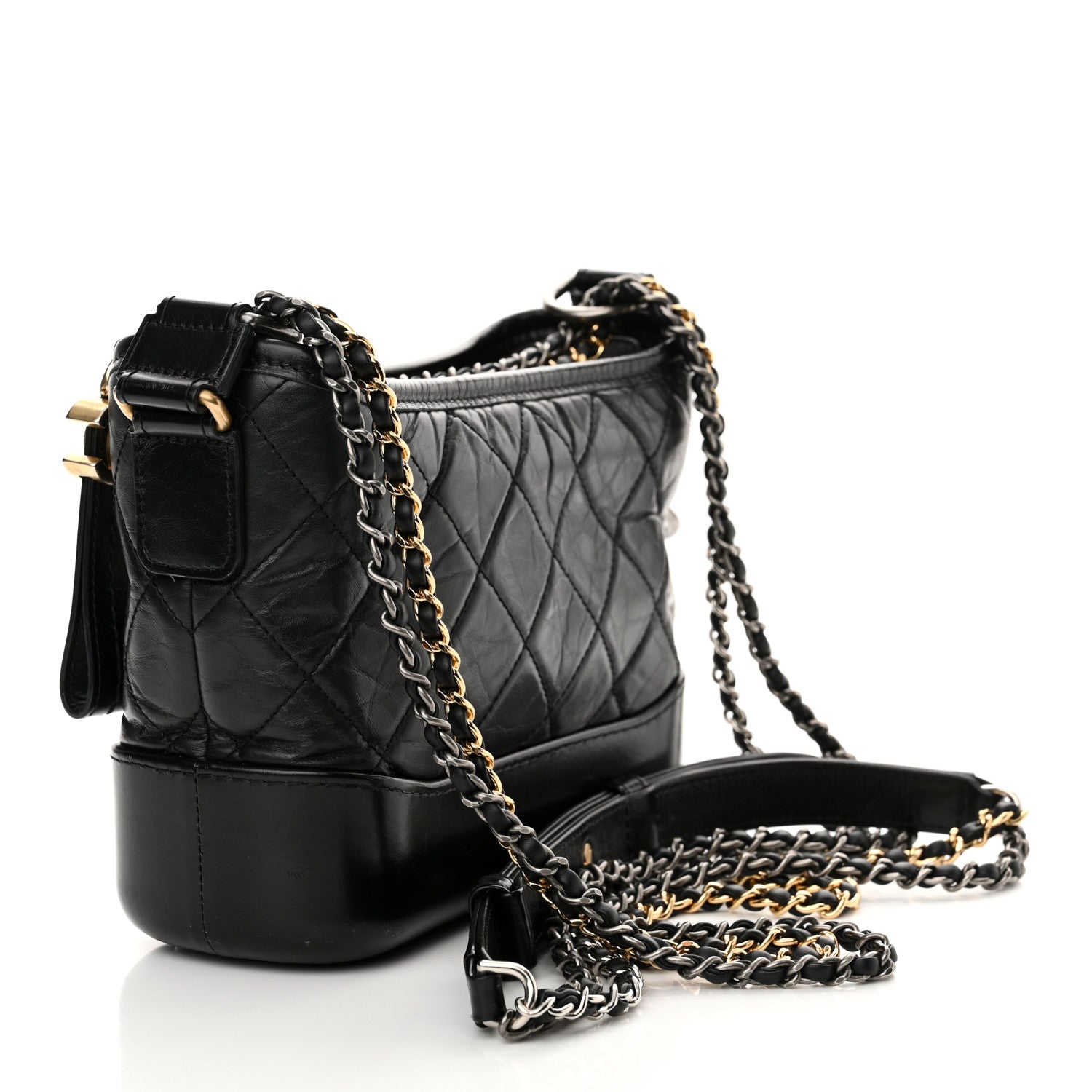 Chanel Aged Calfskin Quilted Small Gabrielle Hobo Black 3 of 12