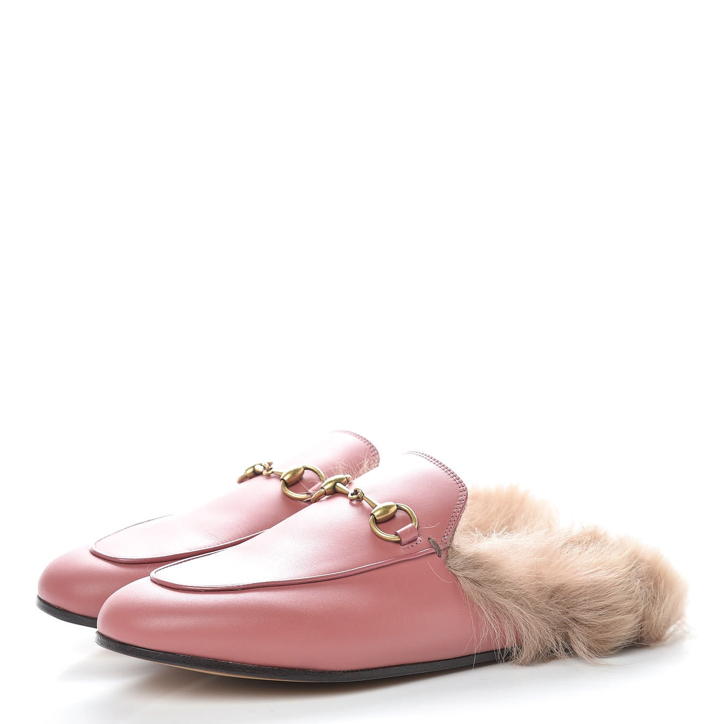 Calfskin Fur Womens Princetown Slippers 36 Lipstick Rose Natural