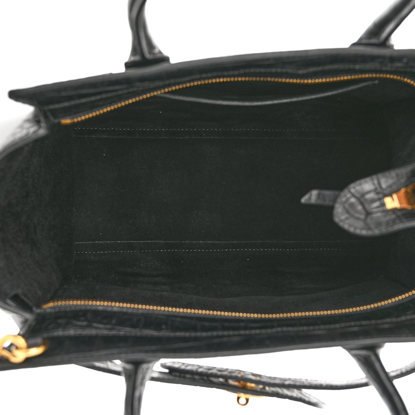 Crocodile Embossed Calfskin Small Zipped Bayswater Black