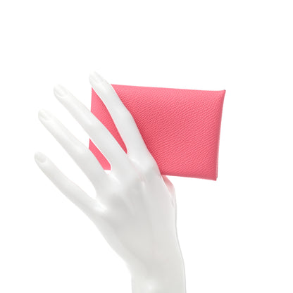 Hermes Epsom Calvi Card Case Rose Azalee 2 of 6