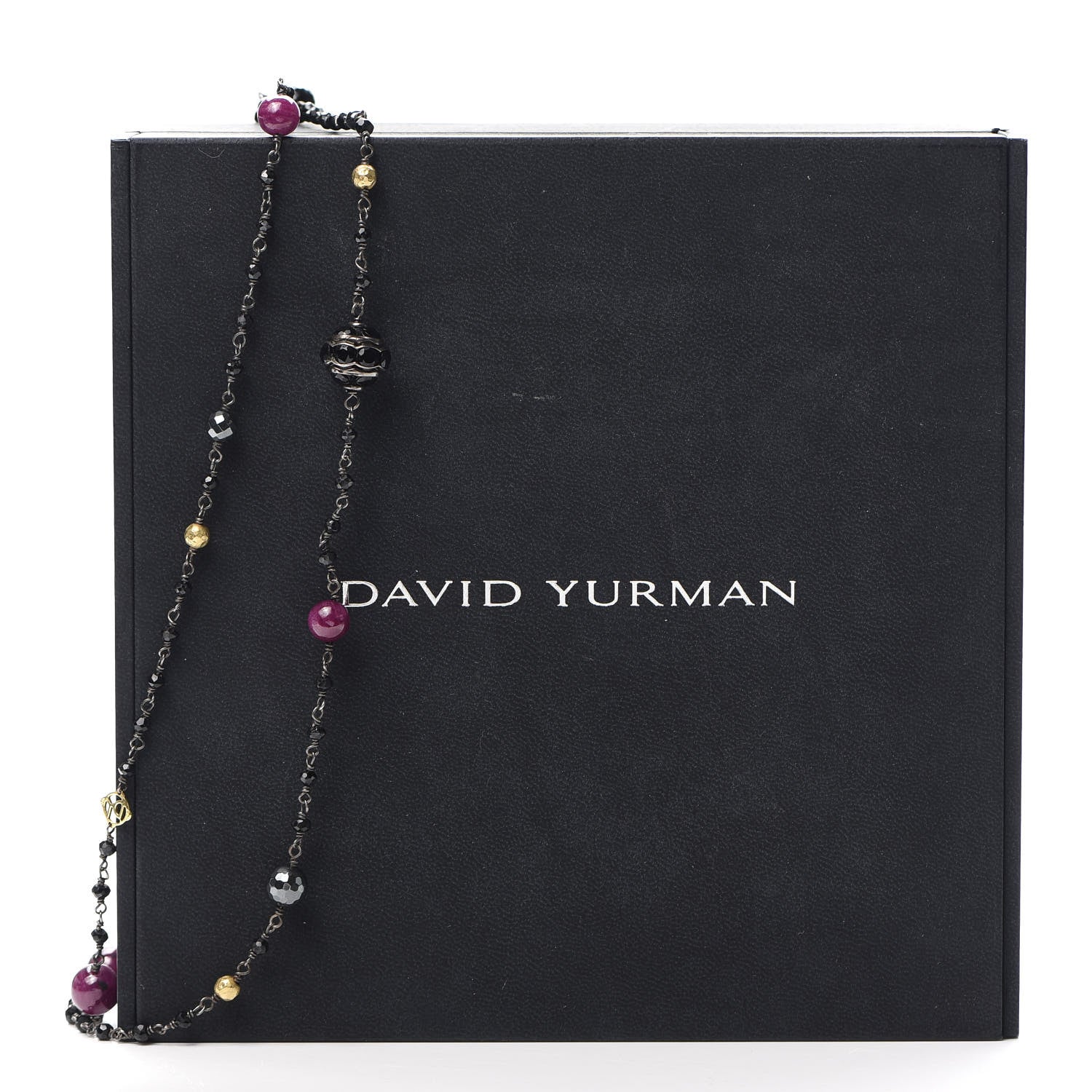 David Yurman Sterling Silver 18K Yellow Gold Hematine Black Onyx Rhodolite Garnet Bijoux Necklace 7 of 7