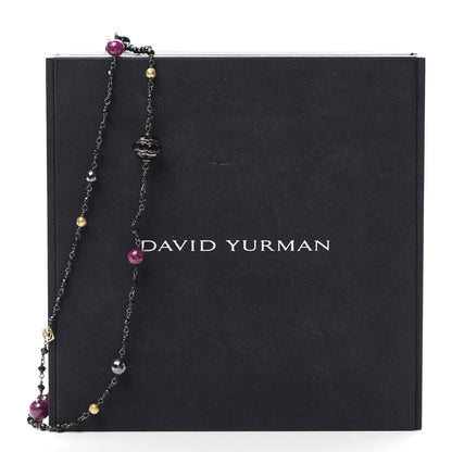 David Yurman Sterling Silver 18K Yellow Gold Hematine Black Onyx Rhodolite Garnet Bijoux Necklace 7 of 7