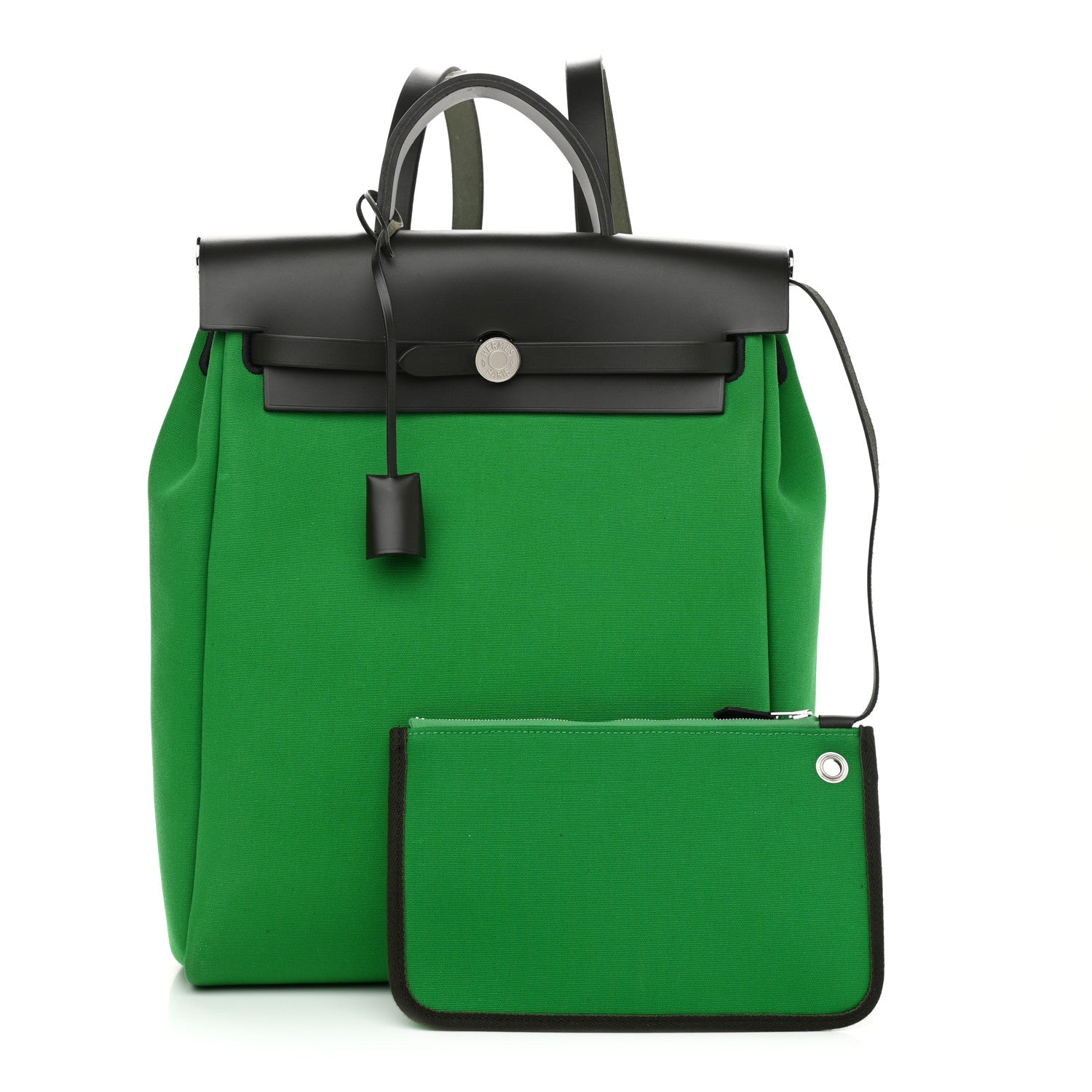 Hermes Military Toile Vache Hunter Herbag a Dos Zip Retourne Backpack Bambou Kaki 1 of 11