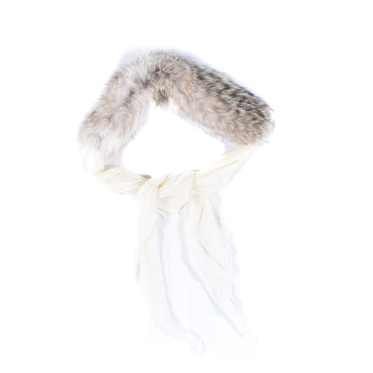 Hermes Silk Coyote Fur Muffler Collar Ivory 1 of 4