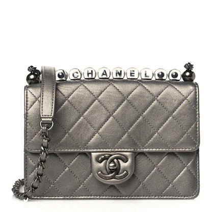 Chanel Metallic Goatskin Quilted Small Chic Pearls Flap Silver 1 of 10