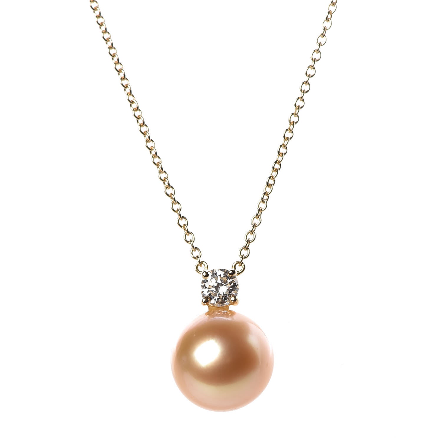 Tiffany 18K Yellow Gold Pearl Diamond South Sea Pearl Pendant Necklace 4 of 7