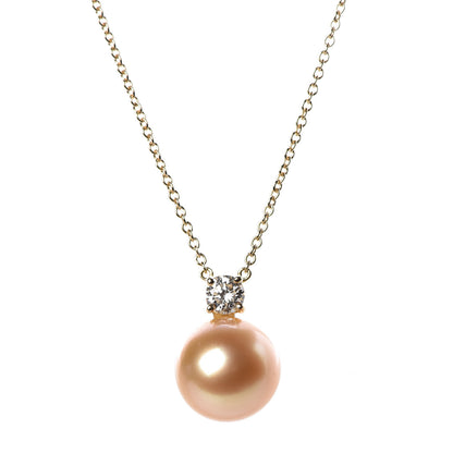 Tiffany 18K Yellow Gold Pearl Diamond South Sea Pearl Pendant Necklace 4 of 7