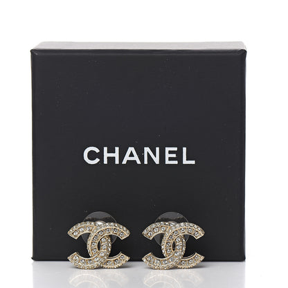 Chanel Crystal Timeless CC Earrings Light Gold 5 of 5