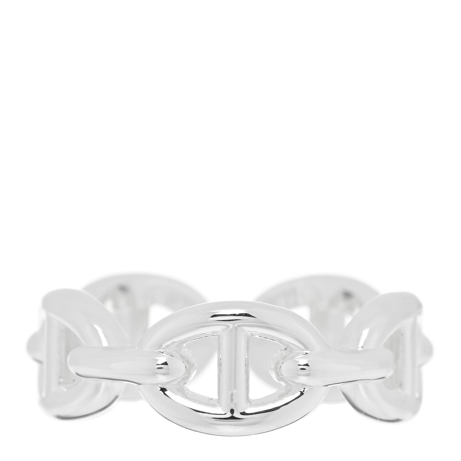 Hermes Sterling Silver PM Chaine d'Ancre Enchainee Band Ring 53 6.5 1 of 5