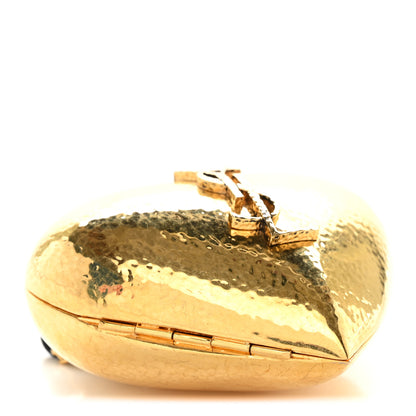 Saint Laurent Brass Evening Mini Heart Minaudiere Gold 4 of 9