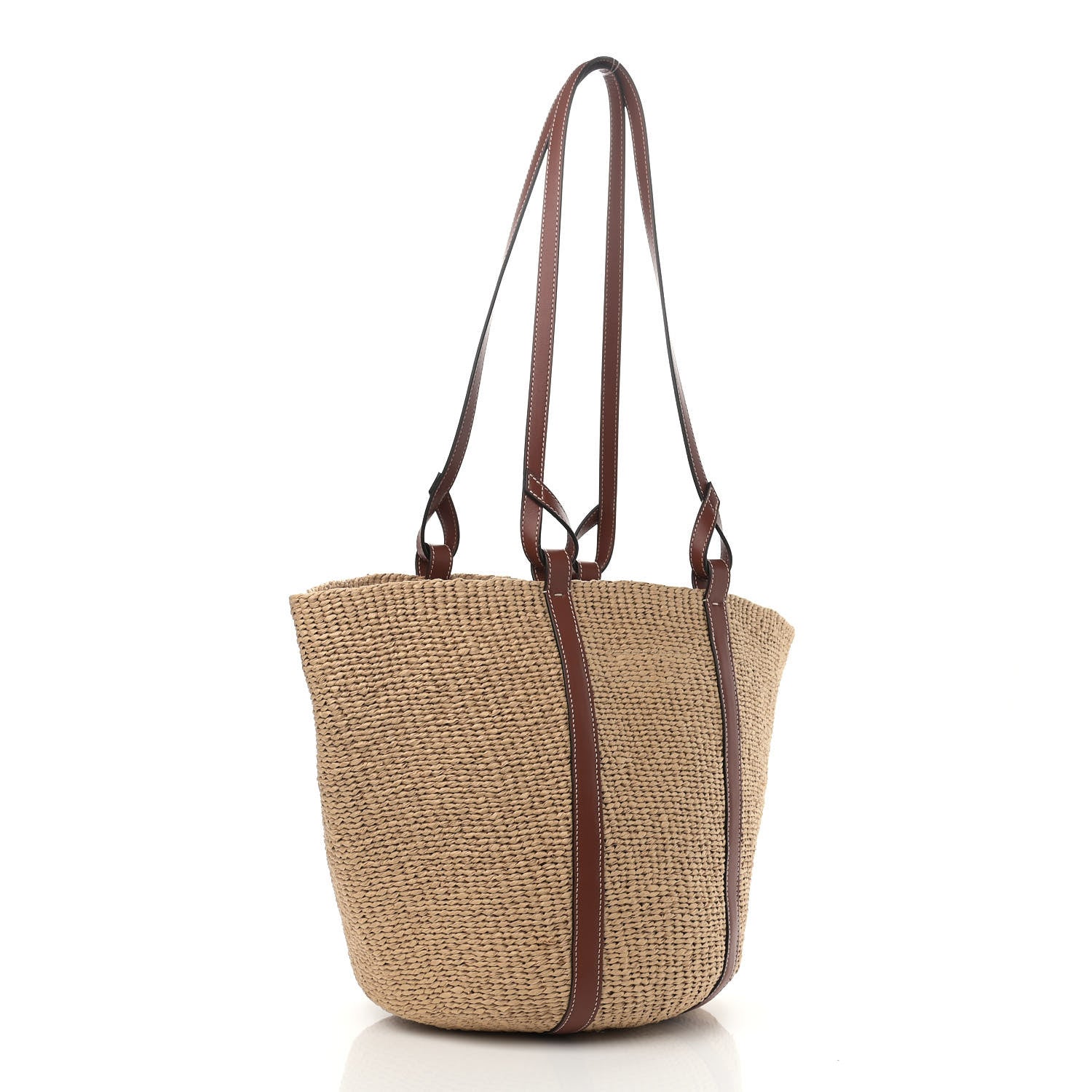 Chloe Raffia Calfskin Large Basket Tote Tan 3 of 9