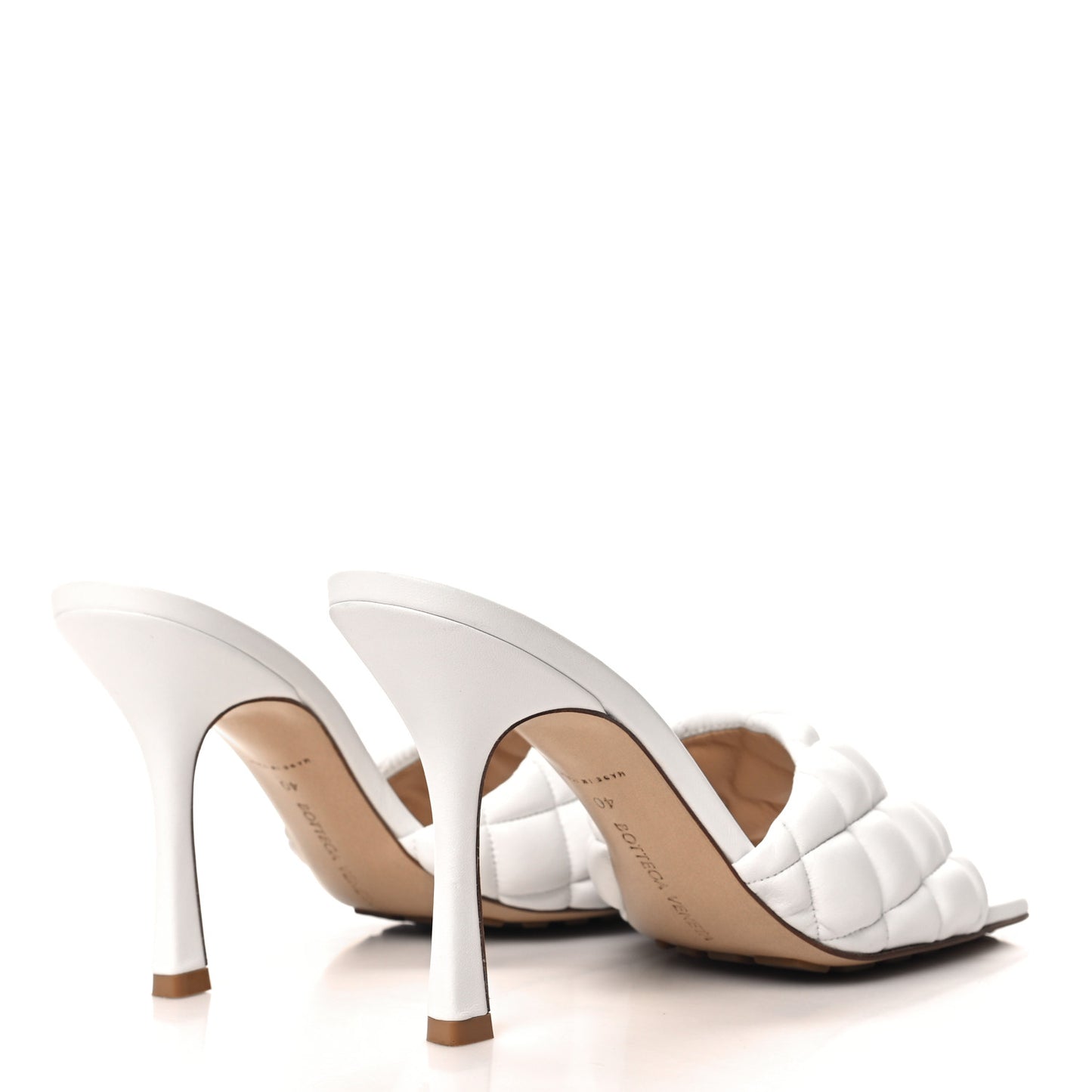 BOTTEGA VENETA Nappa Matelasse Padded Mule Sandals 40 Optic White