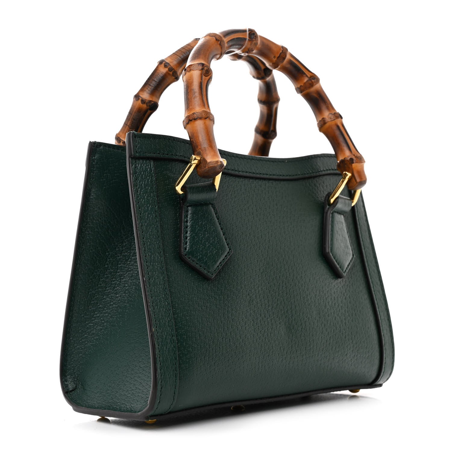Gucci Textured Dollar Calfskin Web Mini Diana Tote Bag Green 3 of 10