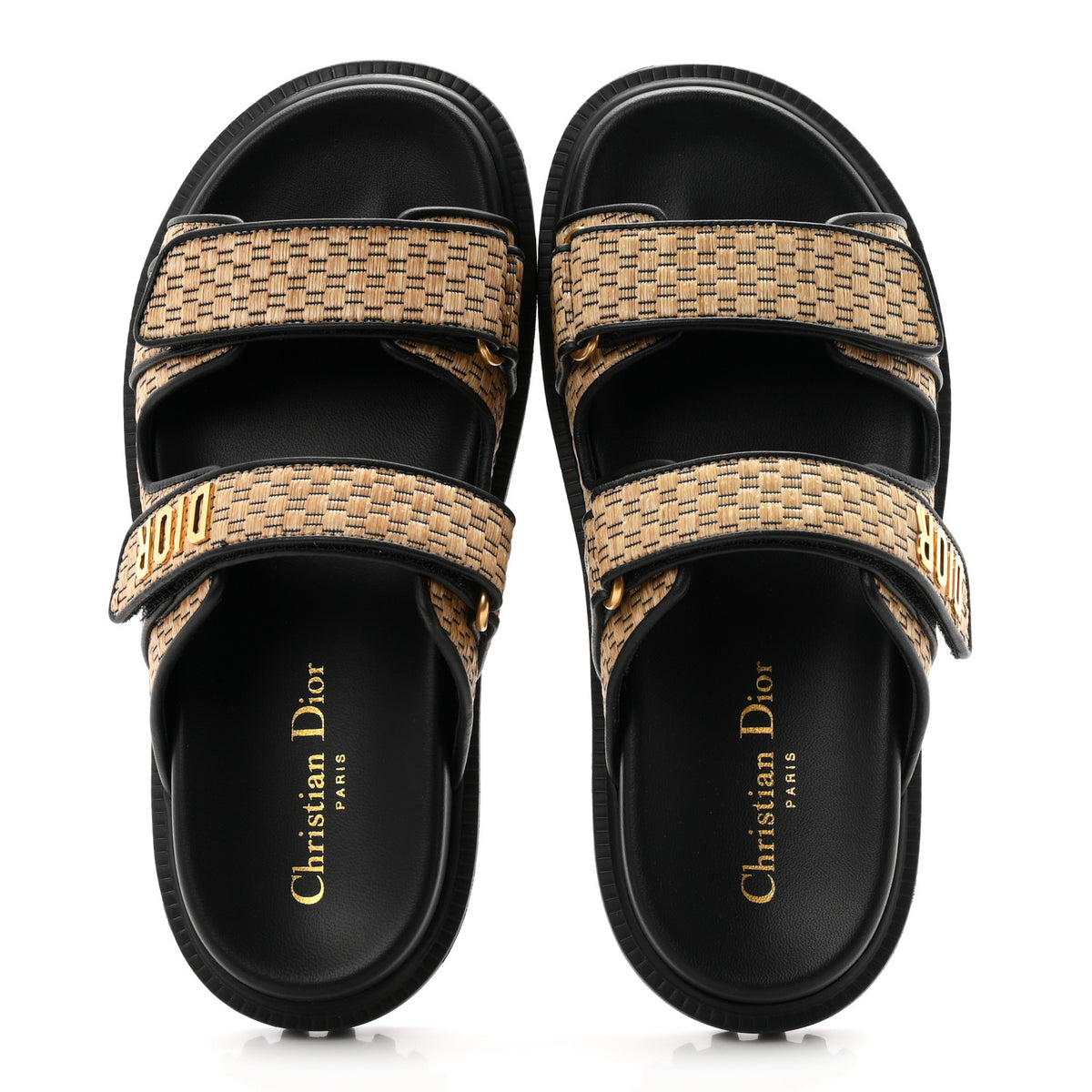 Christian Dior Raffia Dioract 10mm Slide Sandals 36.5 Straw Black 2 of 11