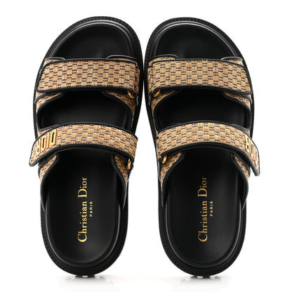 Christian Dior Raffia Dioract 10mm Slide Sandals 36.5 Straw Black 2 of 11