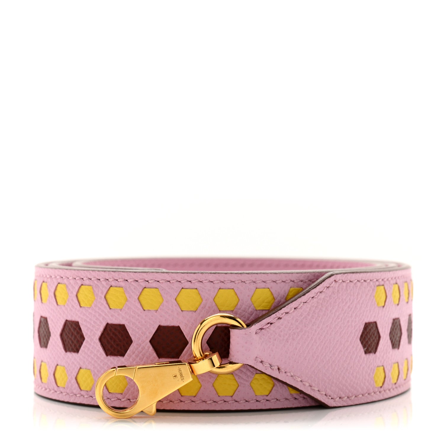 Hermes Epsom 30mm Hexagone Tressage Shoulder Strap Mauve Sylvestre Rouge H Jaune De Naples 1 of 5