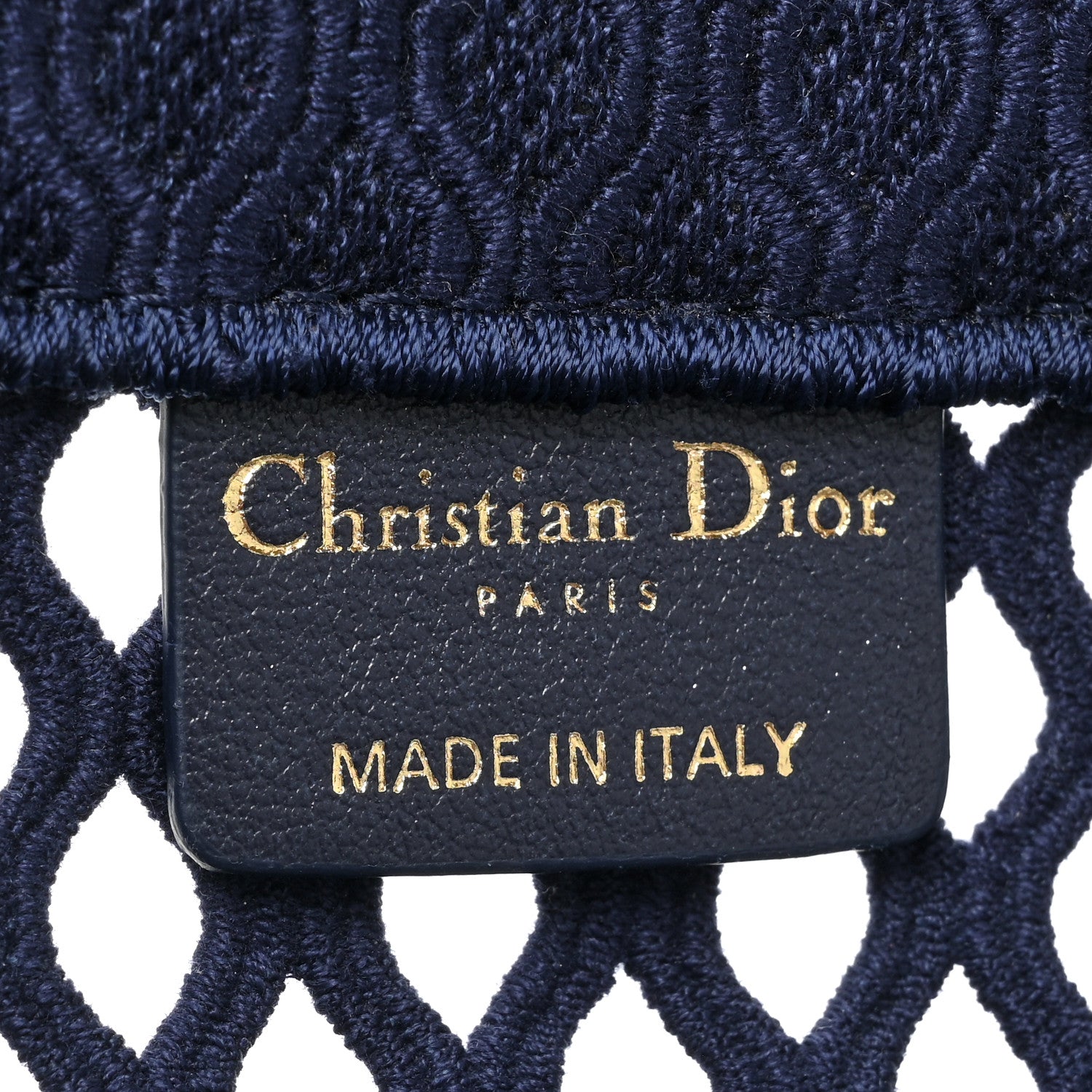 Christian Dior Mesh Embroidered Book Tote Navy Blue 6 of 12