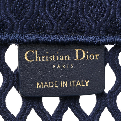 Christian Dior Mesh Embroidered Book Tote Navy Blue 6 of 12