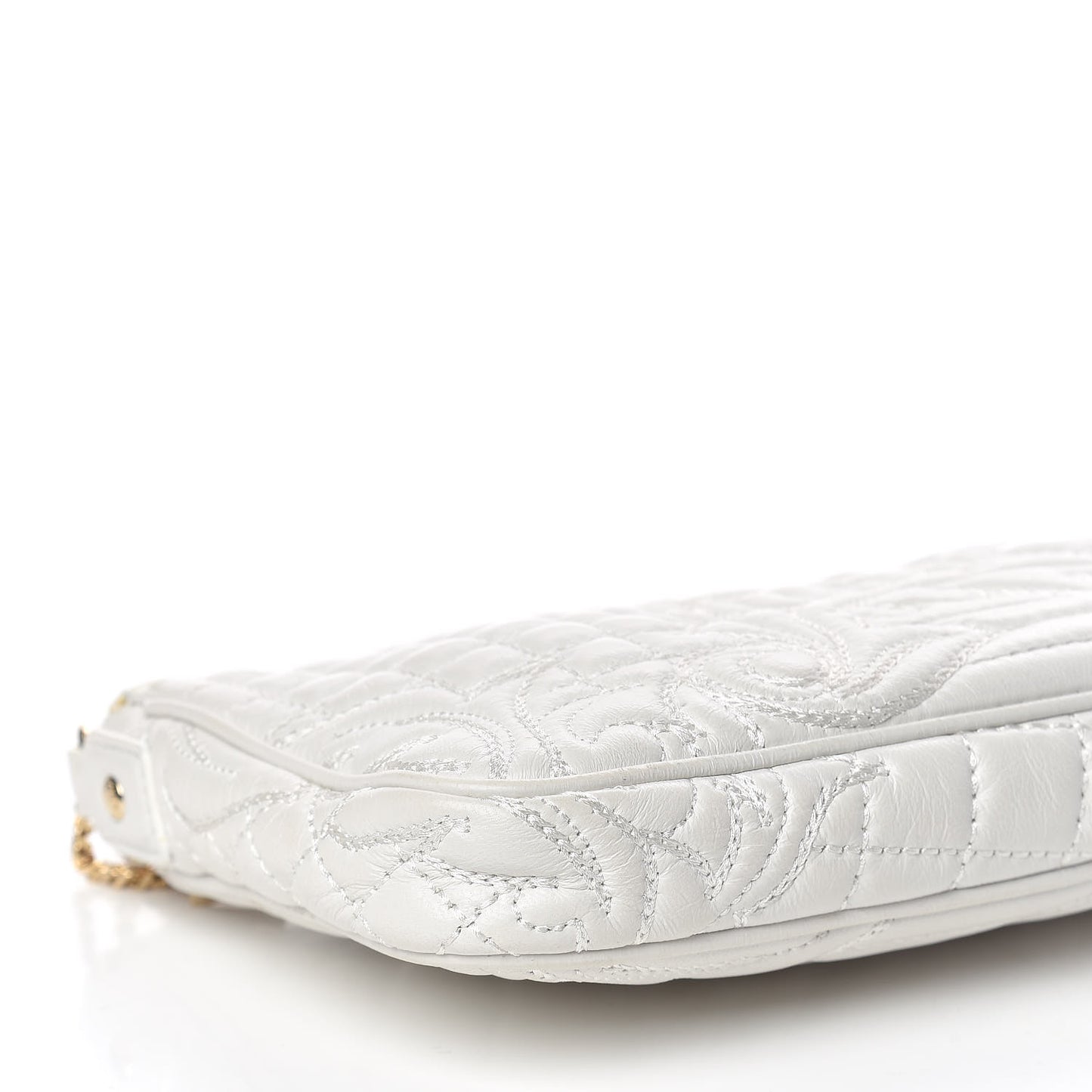 Nappa Barocco Quilted Vanitas Chain Crossbody Bag White