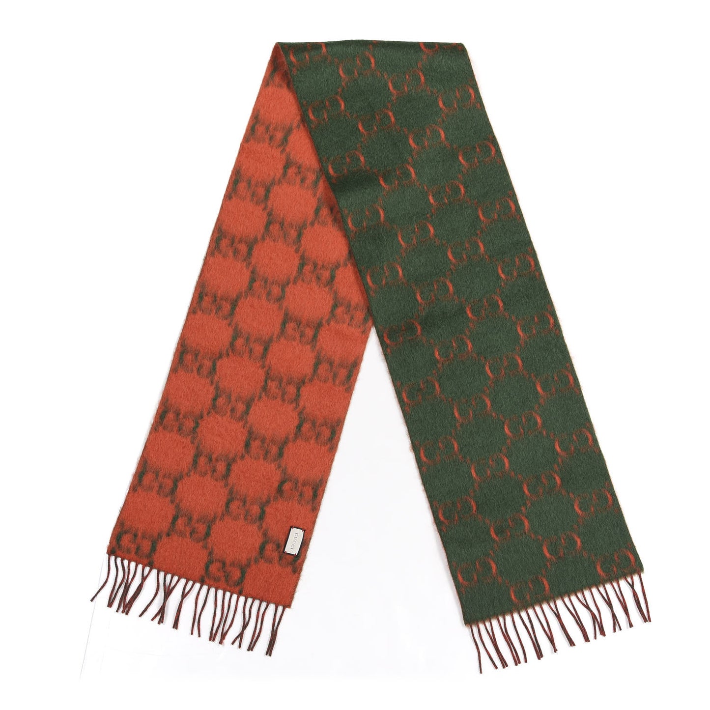 Wool Alpaca GG Monogram Big GG Rock Scarf Green Red