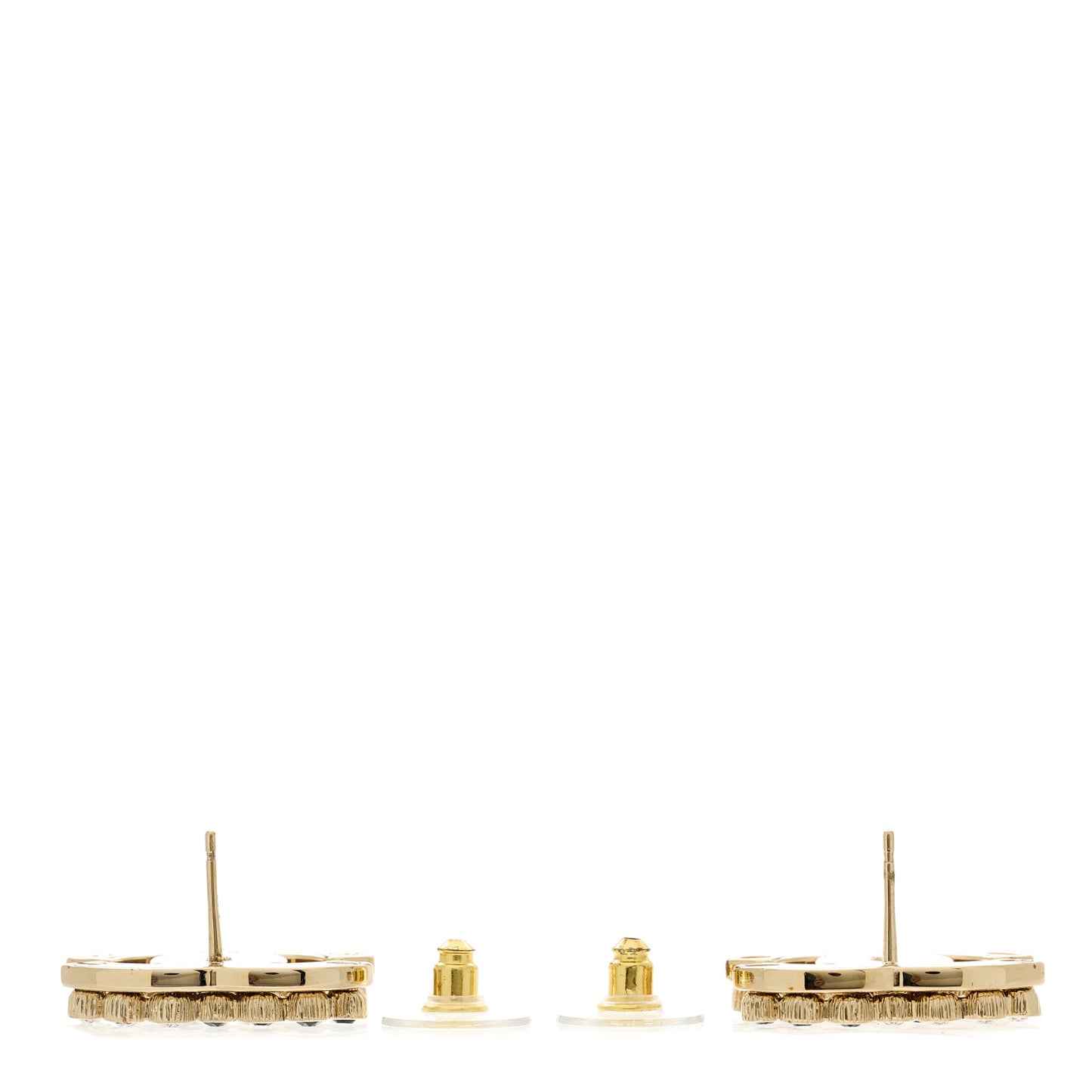 Crystal CC Earrings Black Gold