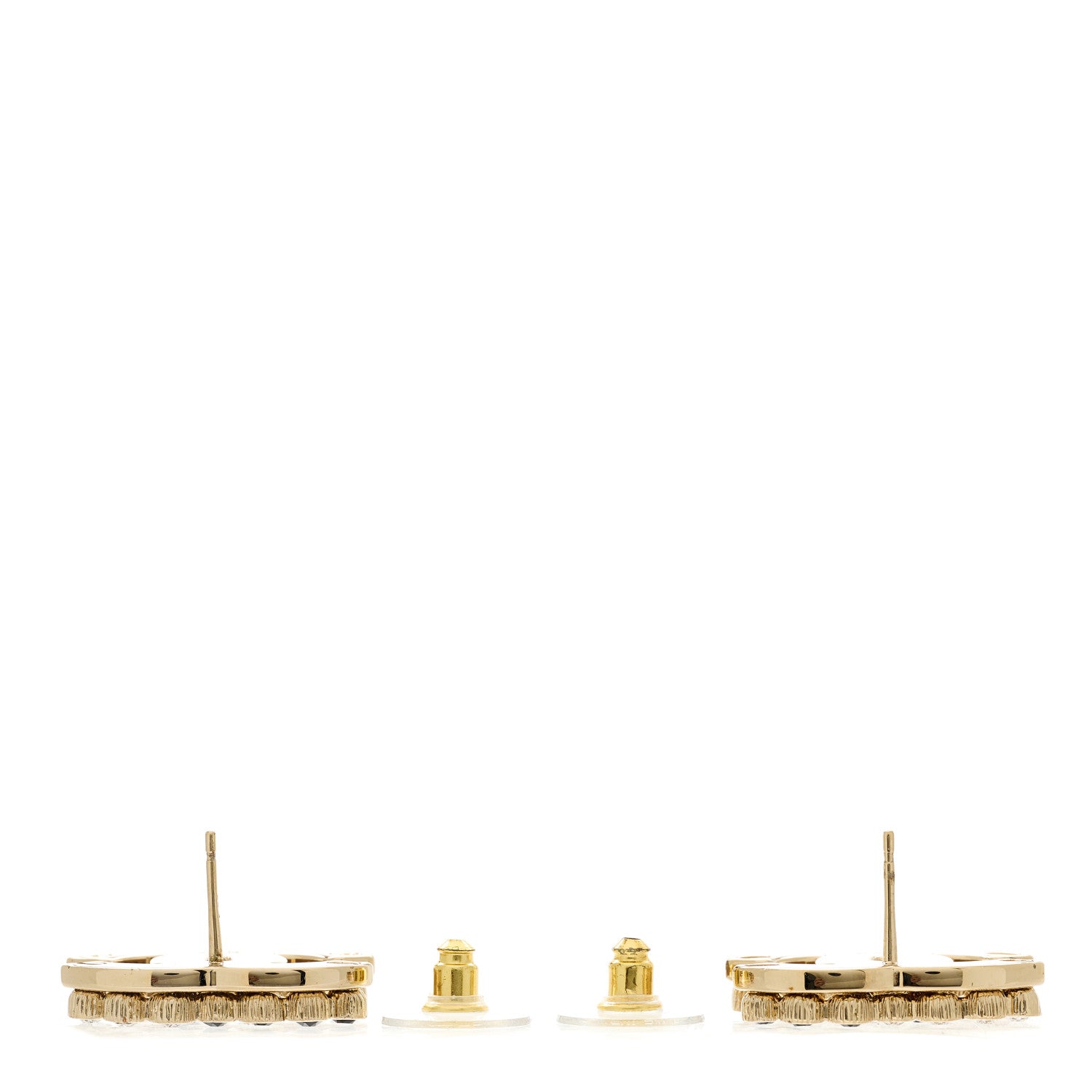 Chanel Crystal CC Earrings Black Gold 3 of 5