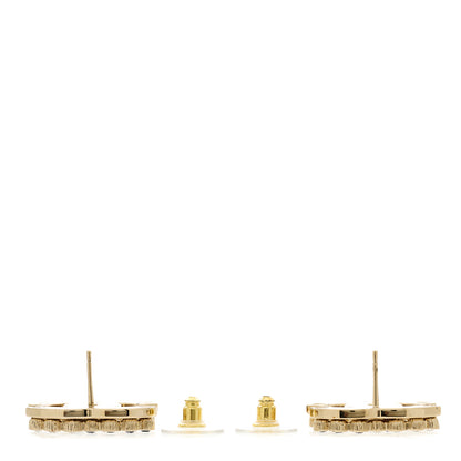Chanel Crystal CC Earrings Black Gold 3 of 5