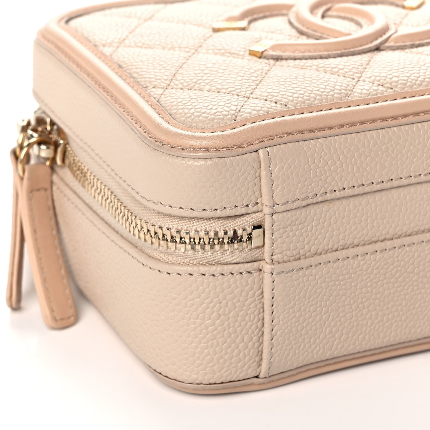 Chanel Caviar Quilted Small CC Filigree Vanity Case Beige 8 of 12