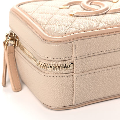 Chanel Caviar Quilted Small CC Filigree Vanity Case Beige 8 of 12