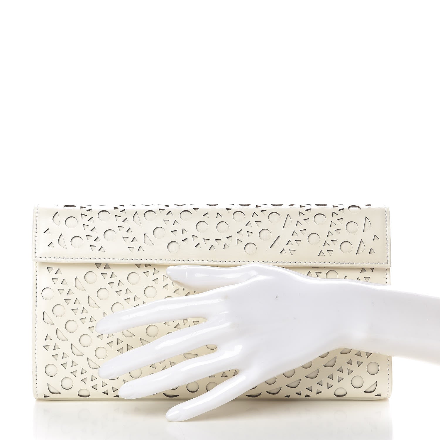 Alaia Calfskin Laser Cut Clutch White 2 of 11