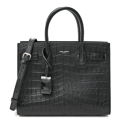 Saint Laurent Calfskin Crocodile Embossed Baby Sac De Jour Black 1 of 9