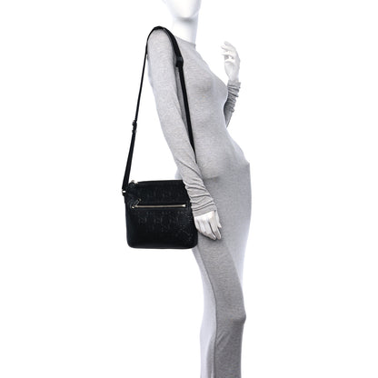 Gucci Calfskin GG Tennis Embossed Small Flat Messenger Bag Black 2 of 10
