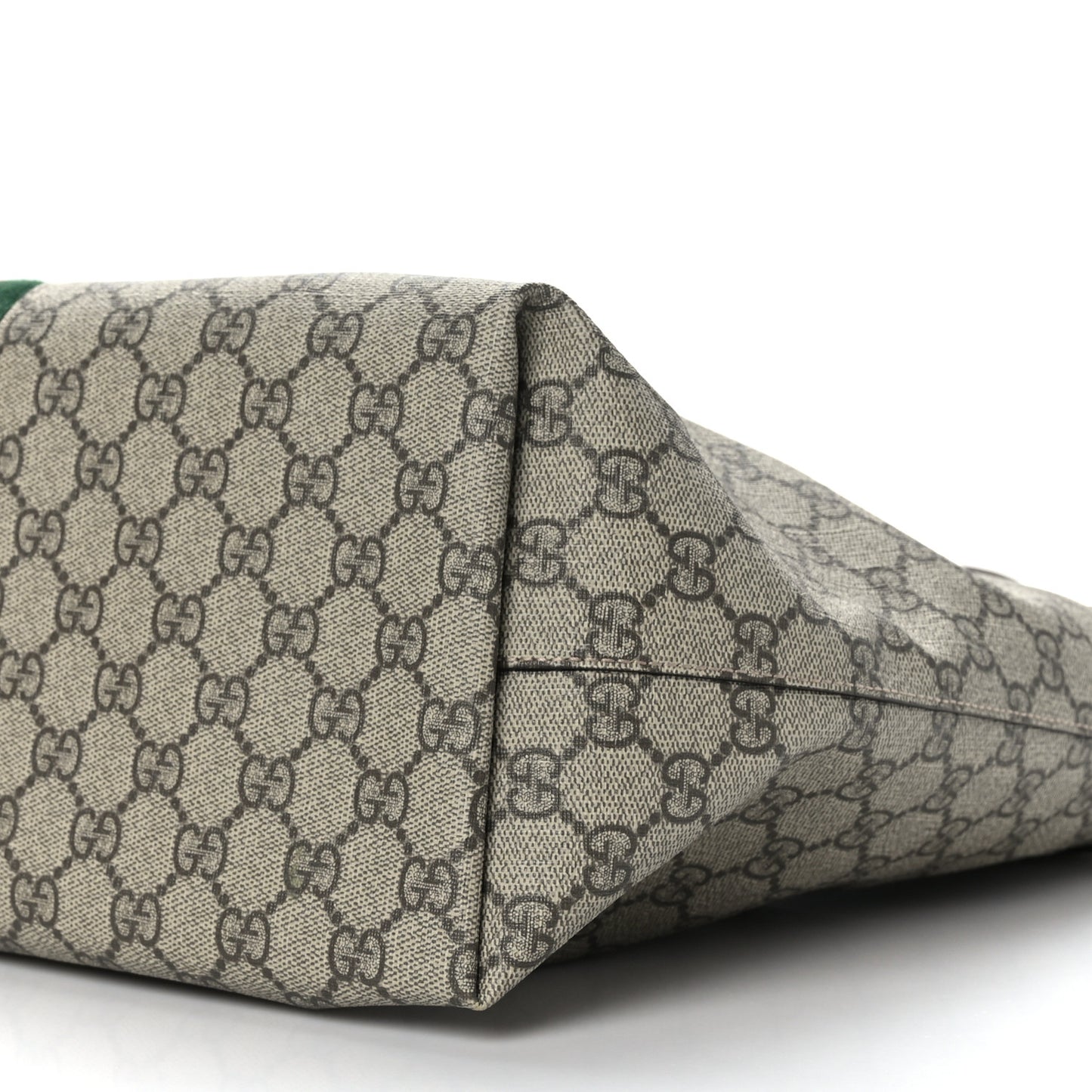 GG Supreme Monogram Textured Calfskin Web Medium Ophidia Shopping Tote Beige Ebony New Acero