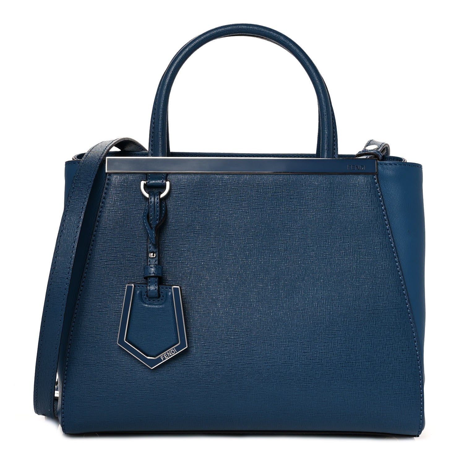 Fendi Vitello Elite Petite 2Jours Tote Blue Cobalto 1 of 10
