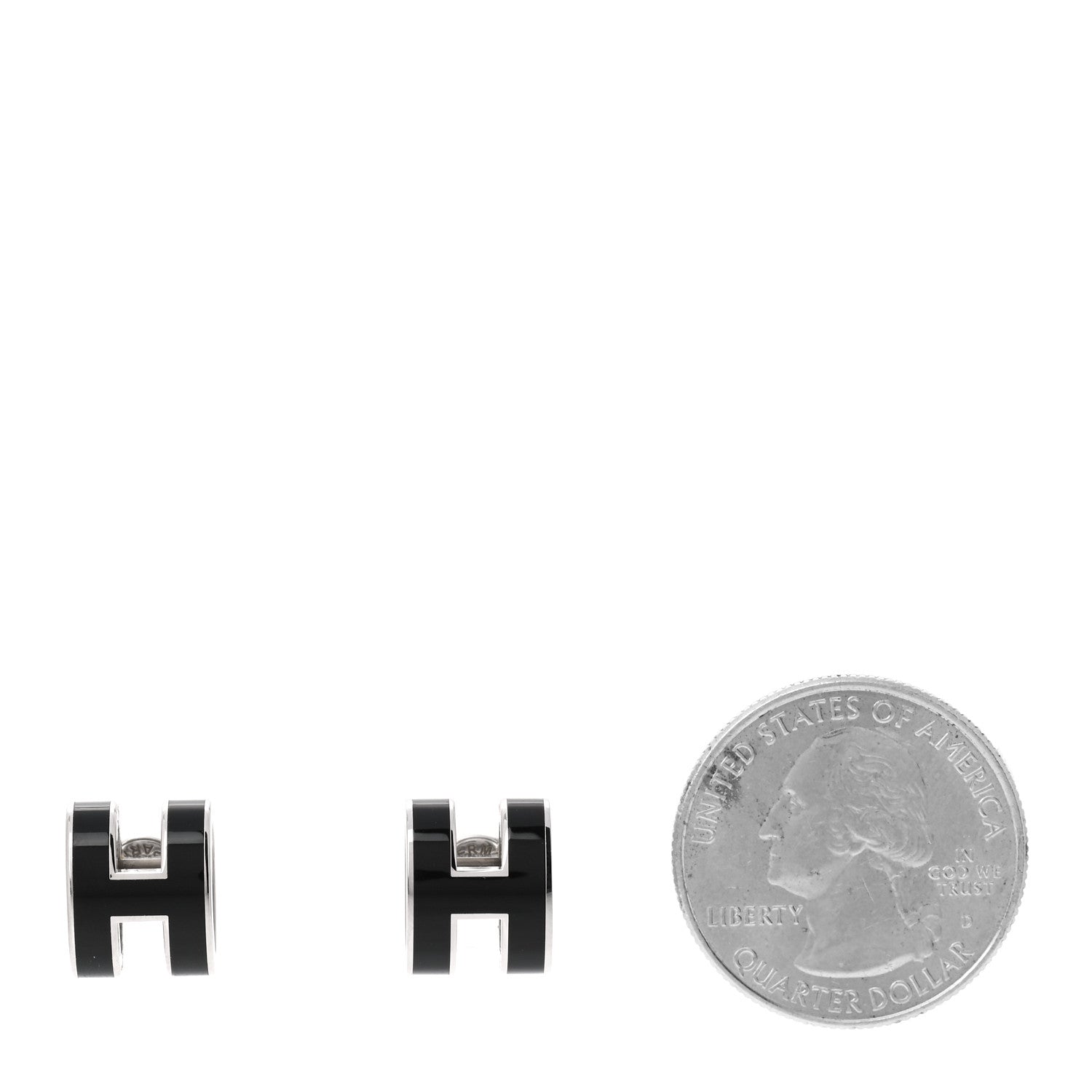 Hermes Palladium Lacquered Pop H Earrings Black 2 of 5
