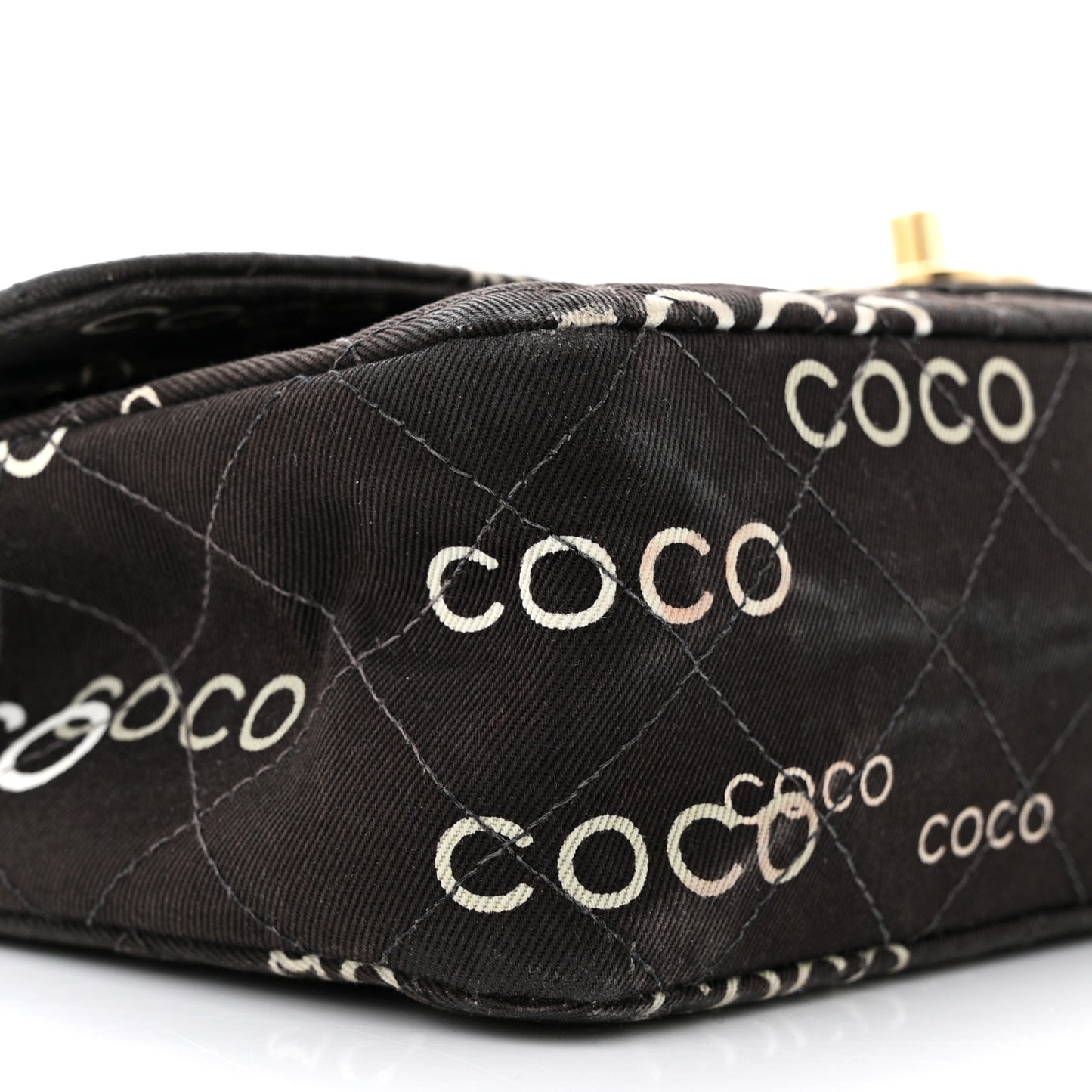 Canvas Coco Printed Quilted Medium Double Flap Black White