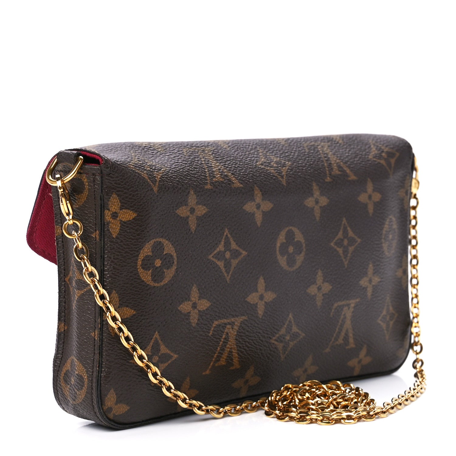 Louis Vuitton Monogram Pochette Felicie Chain Wallet Fuchsia 3 of 12