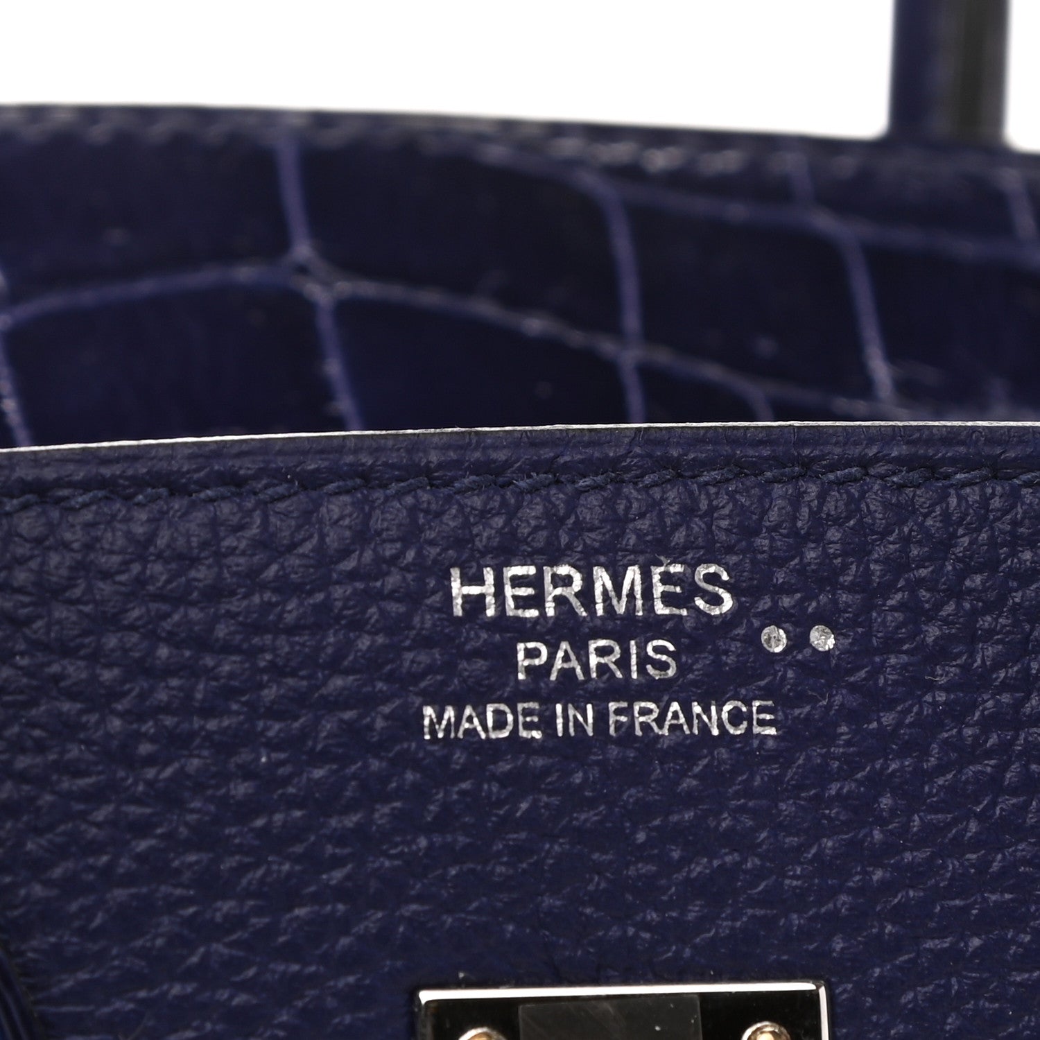 Hermes Taurillon Novillo Shiny Niloticus Crocodile Birkin Touch 25 Bleu Encre 5 of 10
