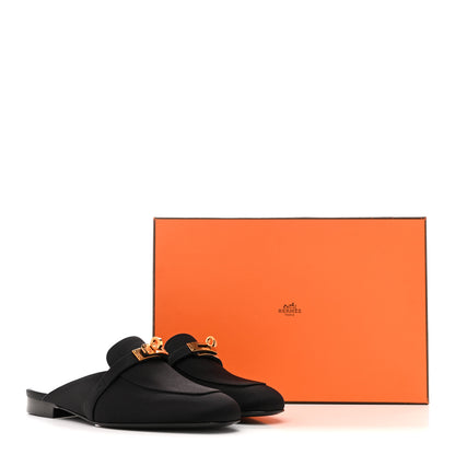 Hermes Satin Oz Mules 36.5 Black 10 of 10