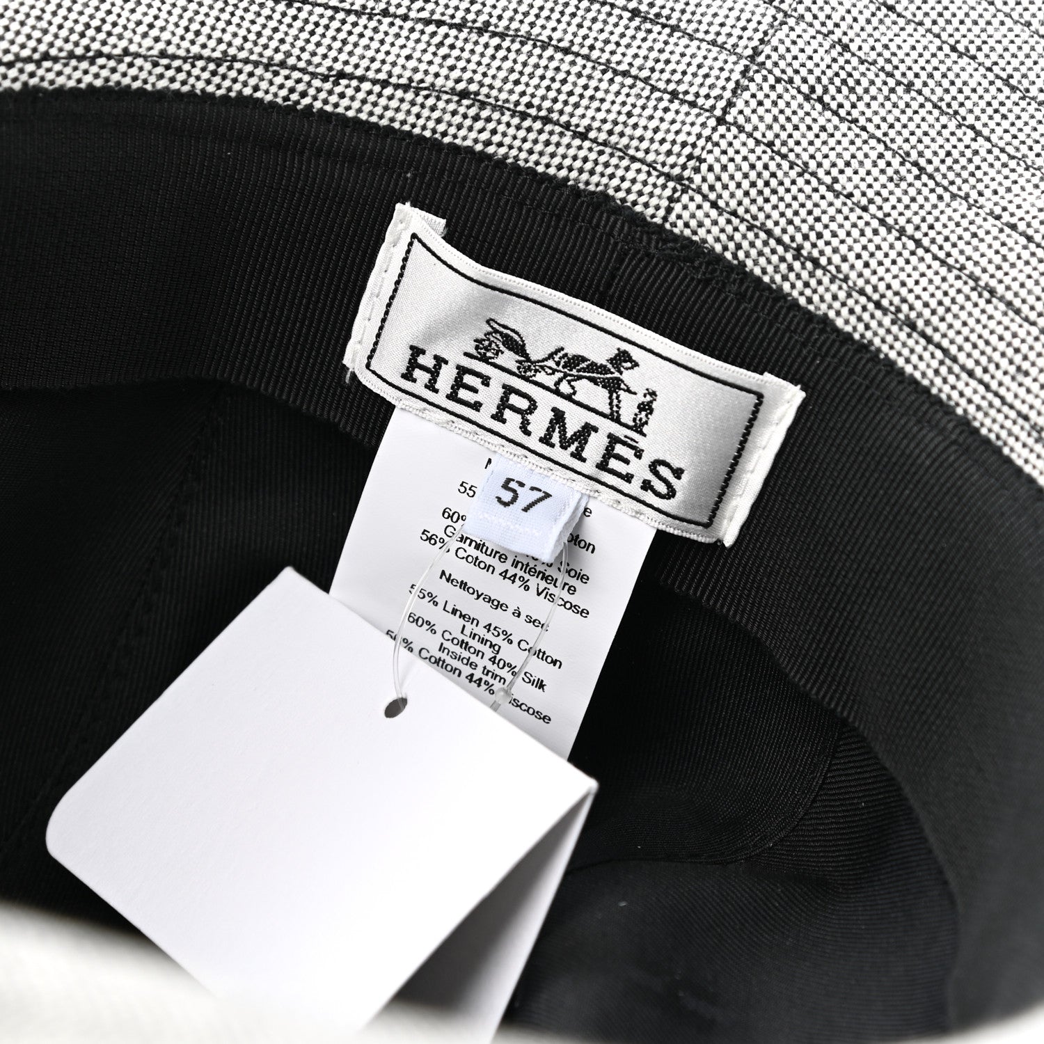 Hermes Linen Cotton Colette Bucket Hat 57 Black 8 of 8
