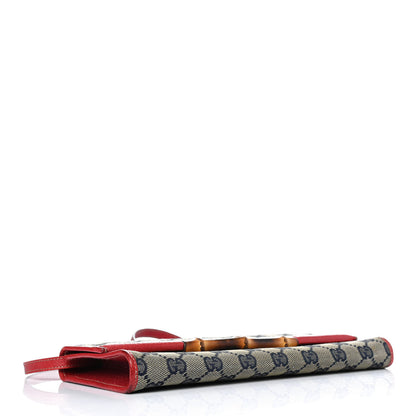Gucci Monogram Bamboo Bar Clutch Navy Red 3 of 4