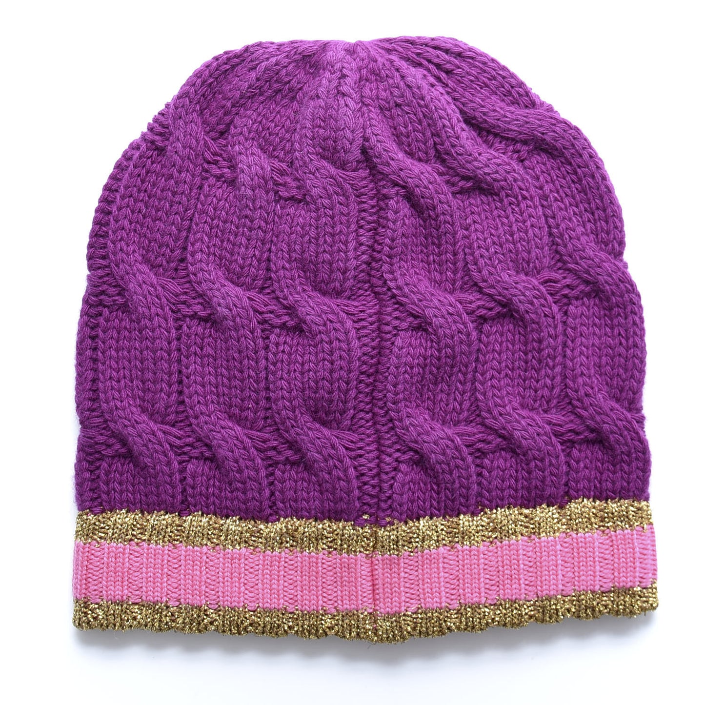 Wool Cashmere Polyamide Cable Knit Bonhate Beanie Hat M Magenta Pink