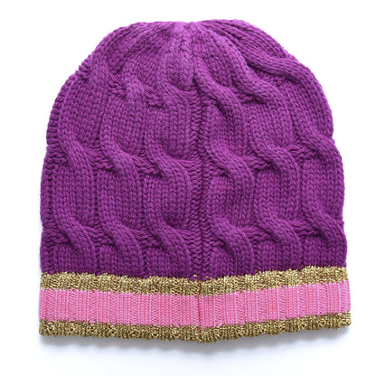 Gucci Wool Cashmere Polyamide Cable Knit Bonhate Beanie Hat M Magenta Pink 3 of 4