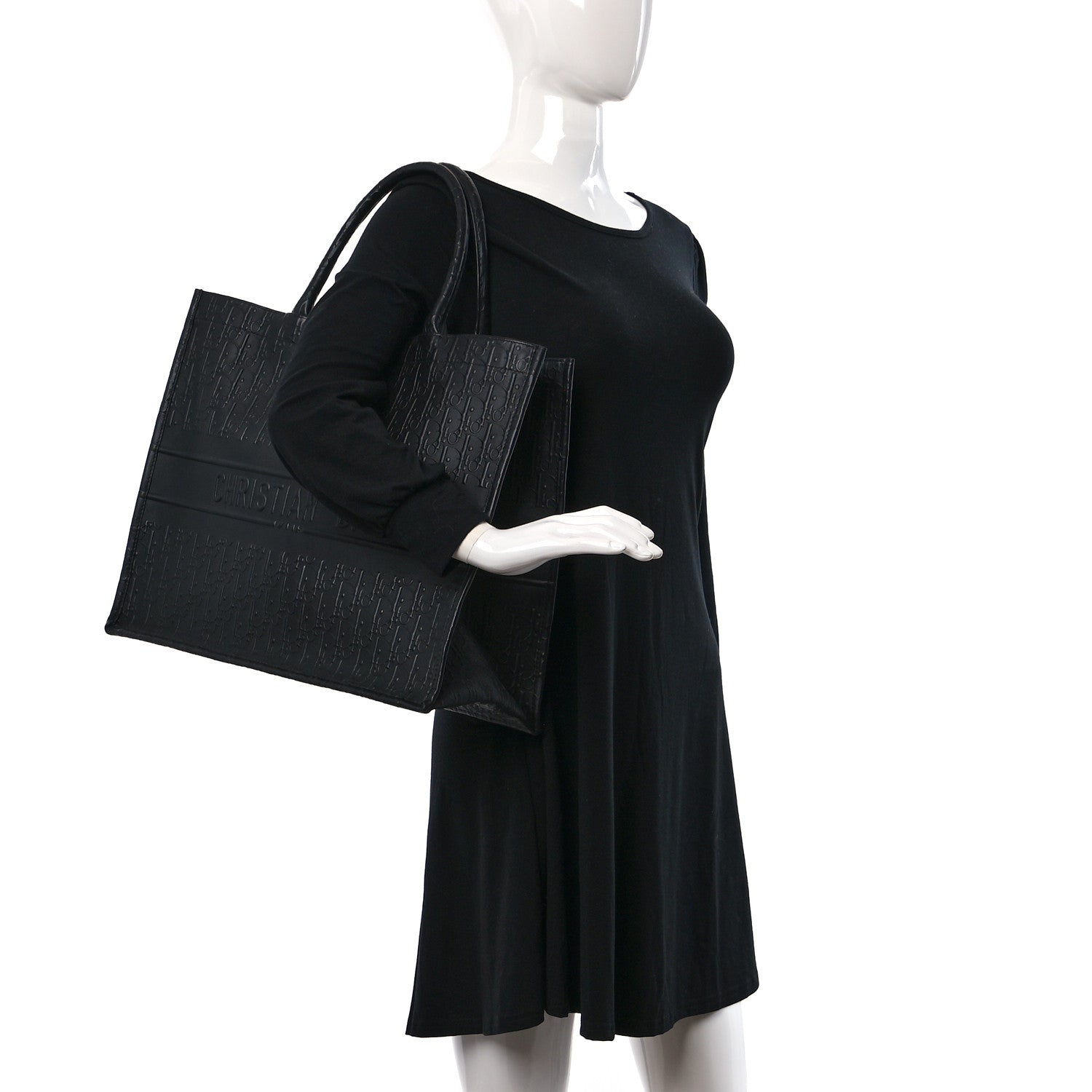 Christian Dior Oblique Calfskin Embossed Large Book Tote Black 2 of 13